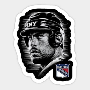 A player's face in a shot for the New York Rangers Sticker